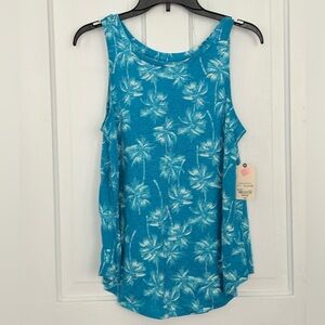 St. John's Bay Turquoise Palm-Print Tank